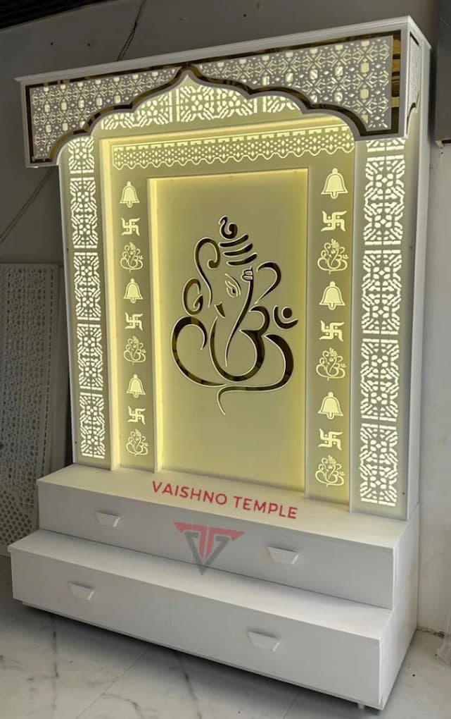 Corian Ganesh Carved Design Mandir — Kirti Nagar